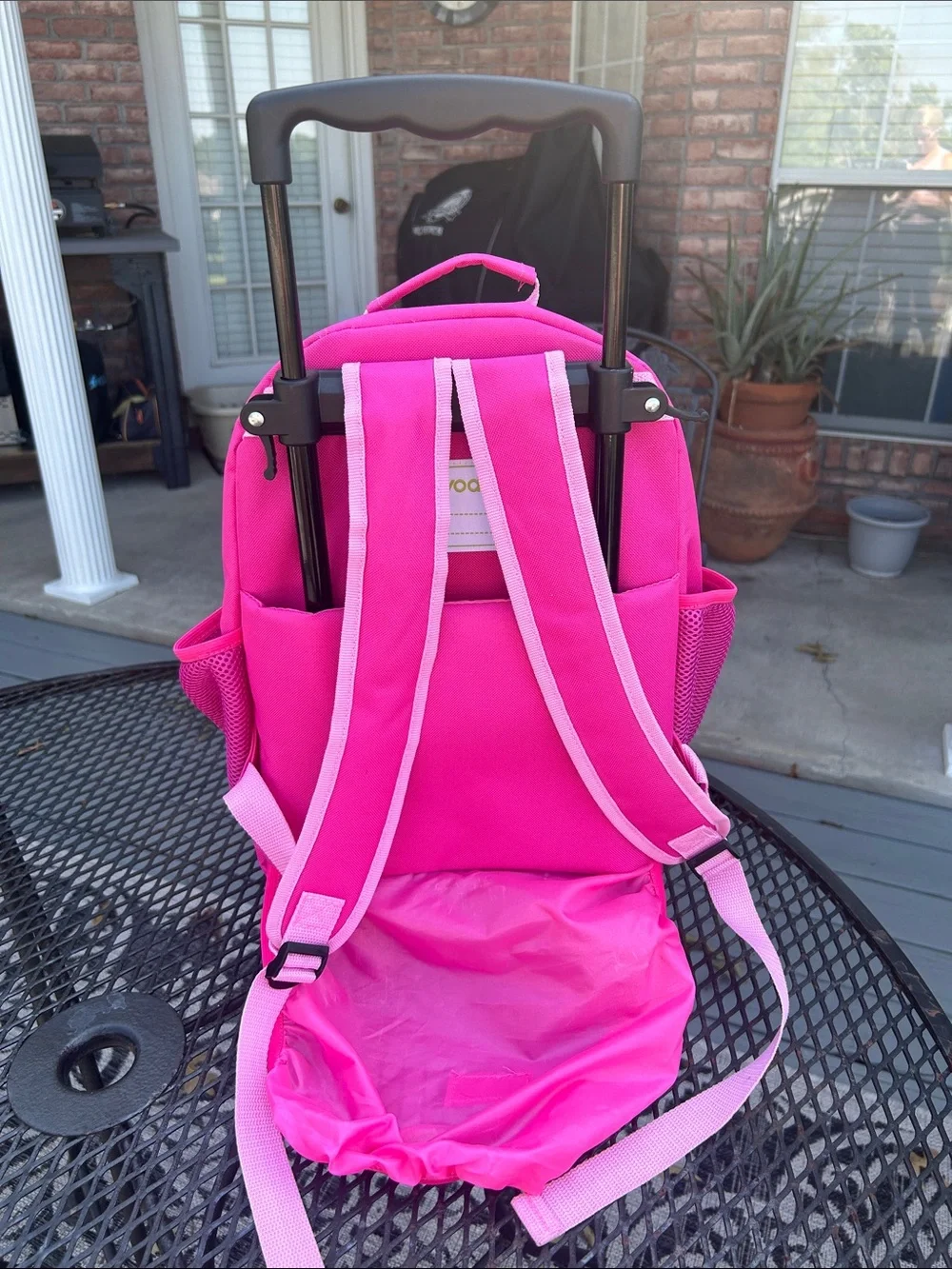 Kids Pink Owl Rolling Backpack